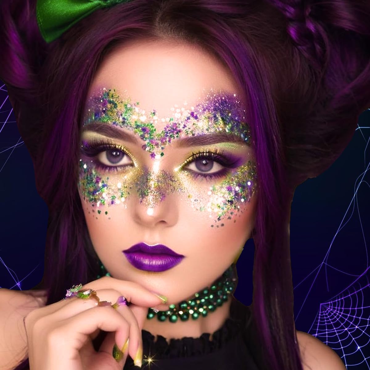Mysense Green Body Glitter Stick,St Patricks Day Accessories,Mardi Gras Face Hair Glitter,Sparkling Mermaid Glitter Makeup,Chunky Glitter Face Paint,Festival Outfit Rave Accessories for Women and Kids