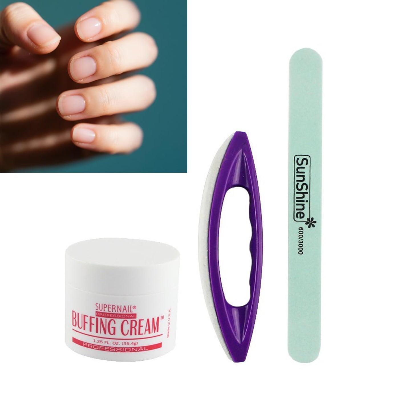 Manicure & PedicurComplete Nail Buffer and Shine Kit with Buffing Cream for Natural Nails, Leather Buffer & Polisher - Professional Nail Care Tools Sete Kits