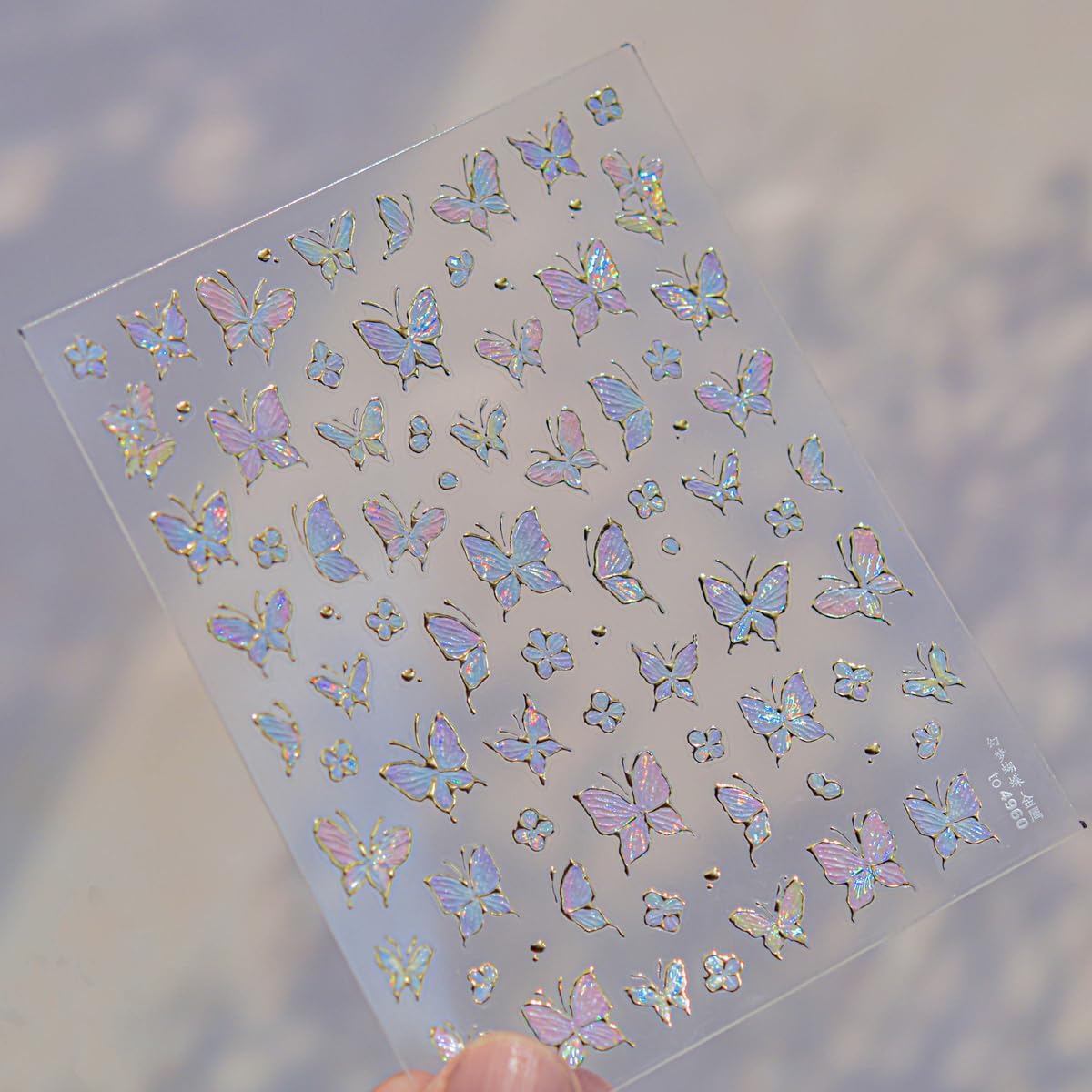 1 Sheet Gradient Butterfly Nail Stickers, Hot Stamping Design Butterfly Nail Decals, 5D Embossed Self-Adhesive Nail Design Stickers for Women DIY Spring Manicure Decoration