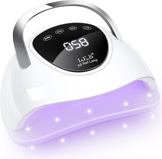 LKE LED Nail Lamp, UV Light for Gel Nails 150W Gel Nail Light with 4 Timer, 24Pcs Lamp Beads and Auto Sensor, Professional LED Nail Dryer for Home Salon Nail Art Tools