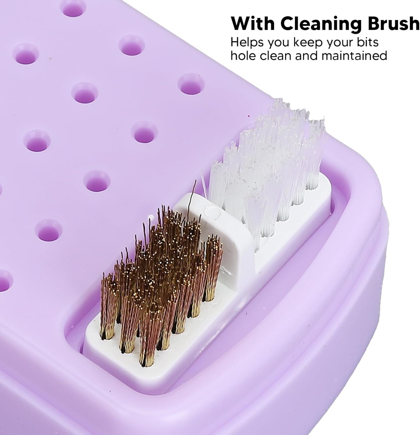 Dioche Nail Drill Bit Holder Stand, Dust Proof Storage Container Box Case Organizer for Home Use or Nail Salon with 30 Holes, Gold ( 3)