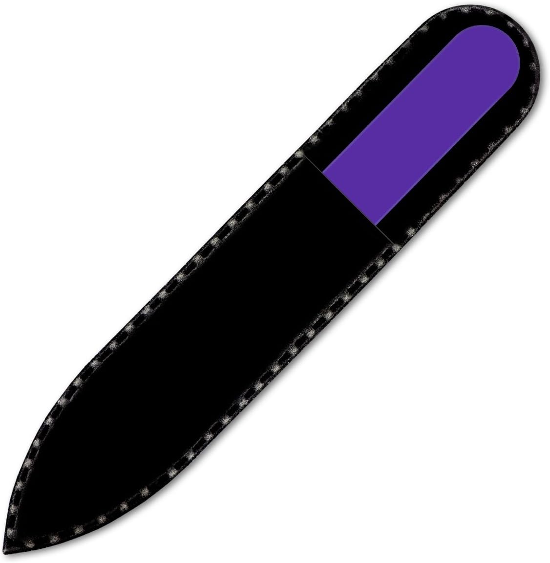 Color Crystal Nail File in Black Pouch - Small/Purse Size - Czech Tempered Glass - Handmade in Czech Republic