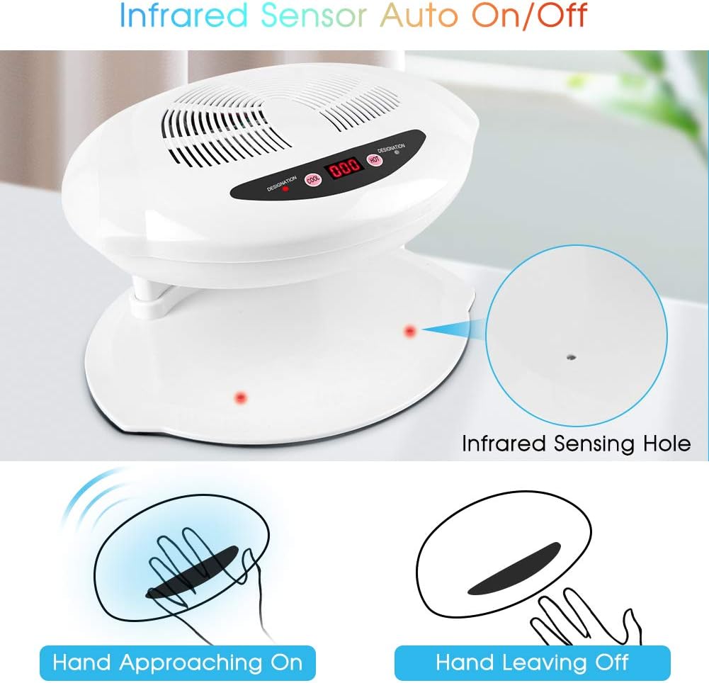 Ejoyous Nail Polish Dryer for Hands and Feet, 2 in 1 Cool/Warm Air Blow, LED, White
