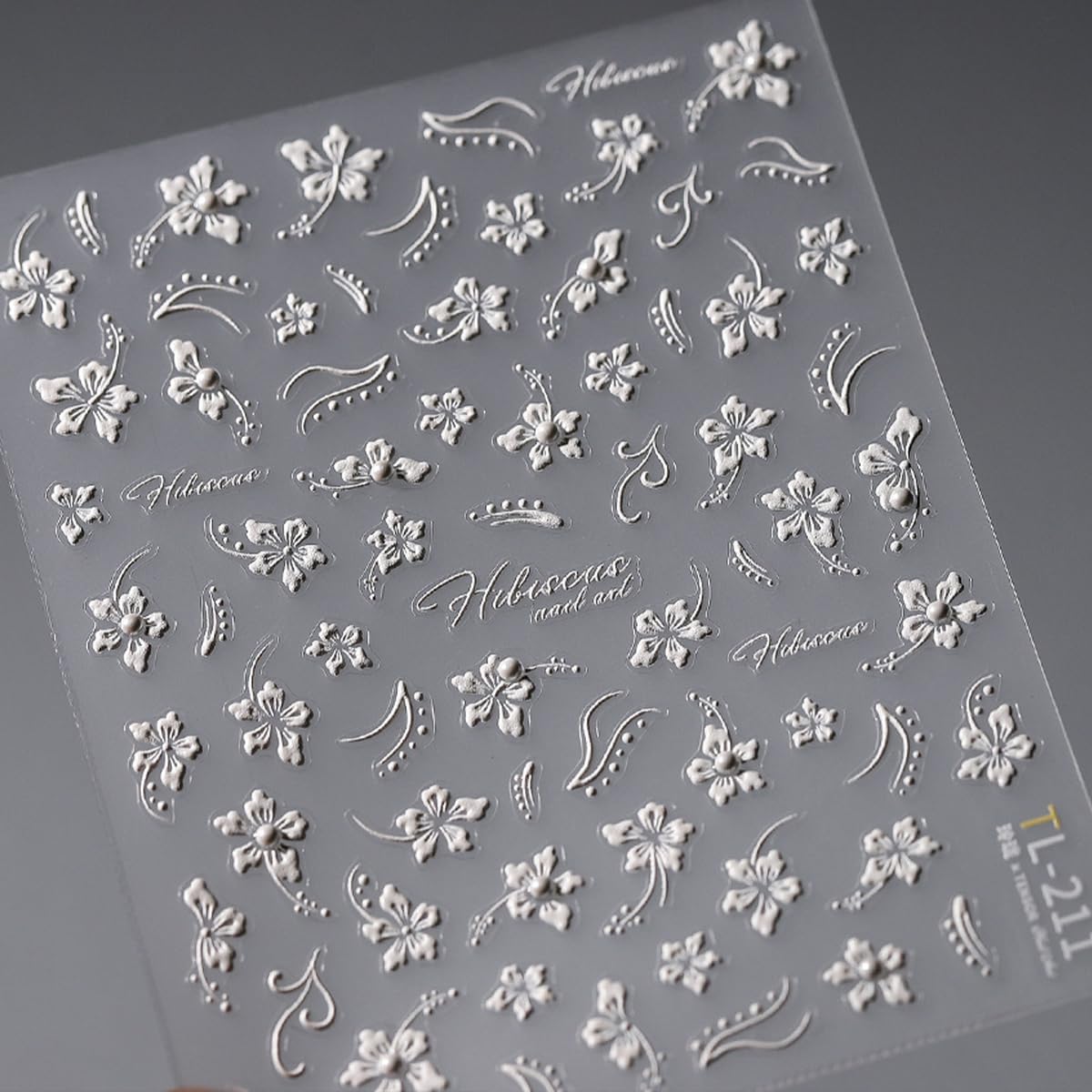 White Flower Nail Art Stickers Decals 5D Embossed Nail Decals Self Adhesive Diamond Flower Nails Stickers Spring Flower Nails Transfer Decals Floral Nails Supplies for Women Nail Art Decorations