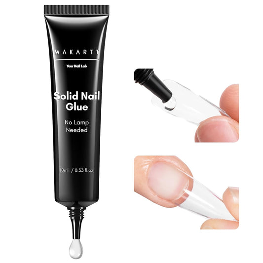 Makartt New Super Strong Nail Glue for Press On Nails: No Uv/Led Lamp Needed, Quick Drying 20s, Long-Lasting Semi Solid Gel Fake Tips Adhesion,Updated Formula DIY Home Salon Manicure 10ml, Hema Free
