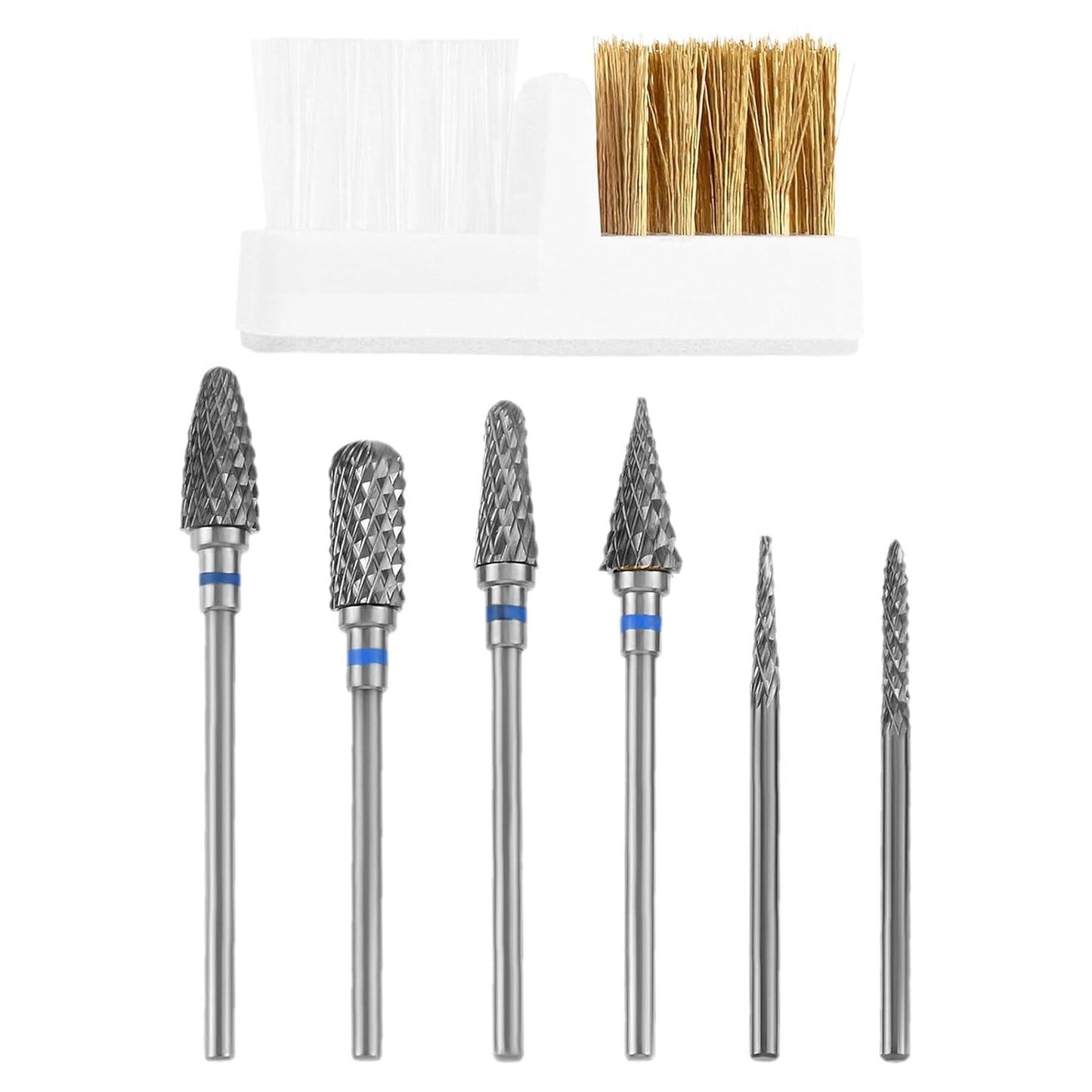 dophee 6 Pack Nail Drill Bits Set for Acrylic Nails, 3/32" Shank Electric Nail Grinding Head Polishing Remover Tool for Nail Art Salon Cuticle Cleaner, Medium Grit, Blue