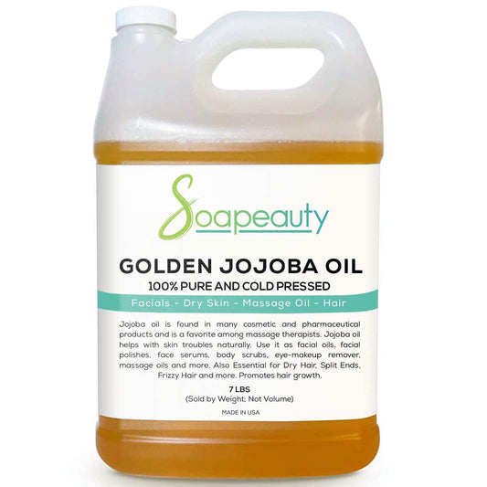 Soapeauty Golden Jojoba Oil | 100% Pure & Natural | Unrefined, Cold Pressed, Hexane Free | Moisturizing Oil for Skin, Face, Hair & Nails | 7 Lb
