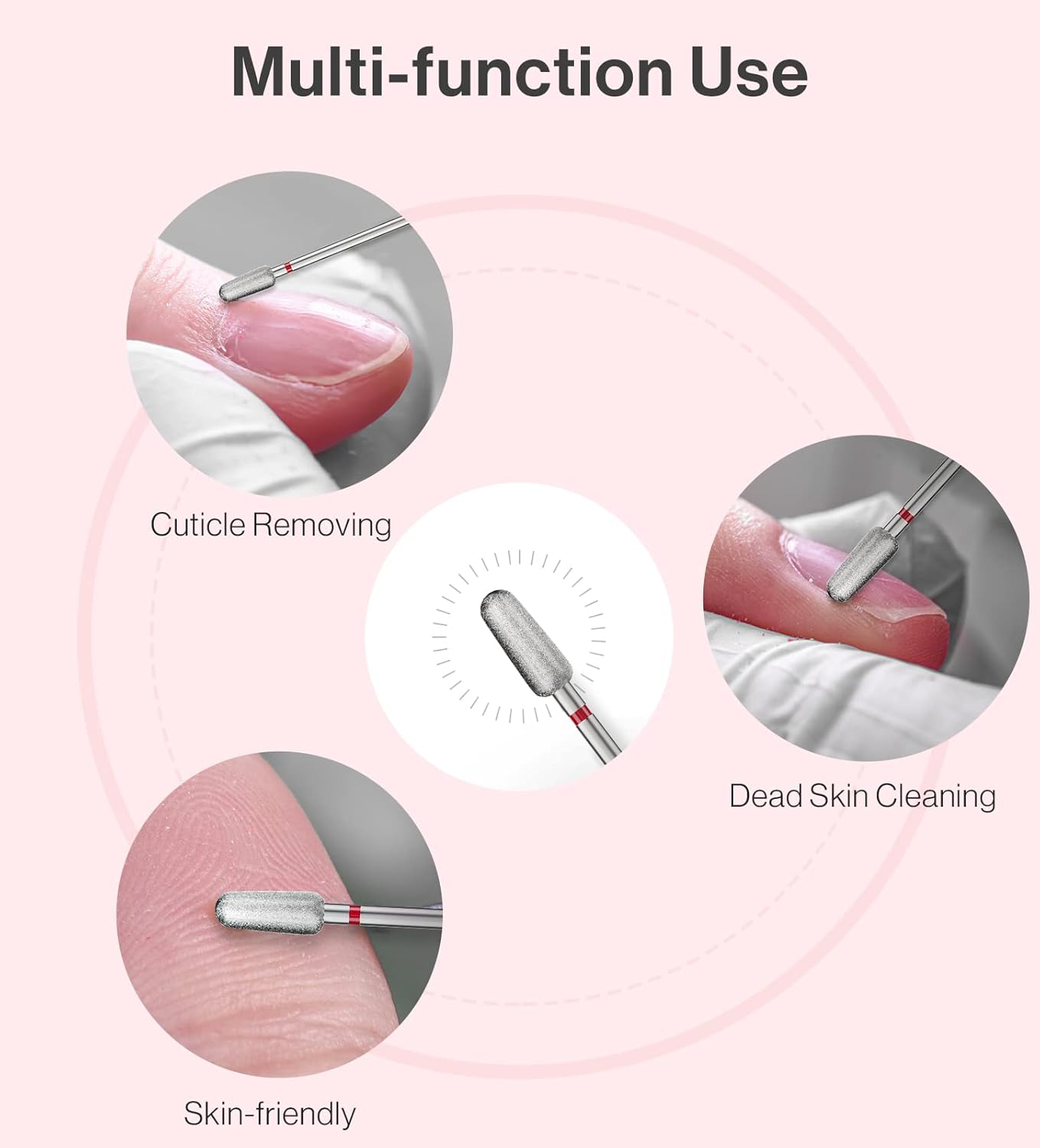 MelodySusie 5mm Round Tapered Cuticle Clean Nail Drill Bit 3/32'', Professional Safety Carbide Diamond Under Nail Cleaner for Cuticle Dead Skin Nail Prepare, Beginners Bits, Series Bit-S, Fine