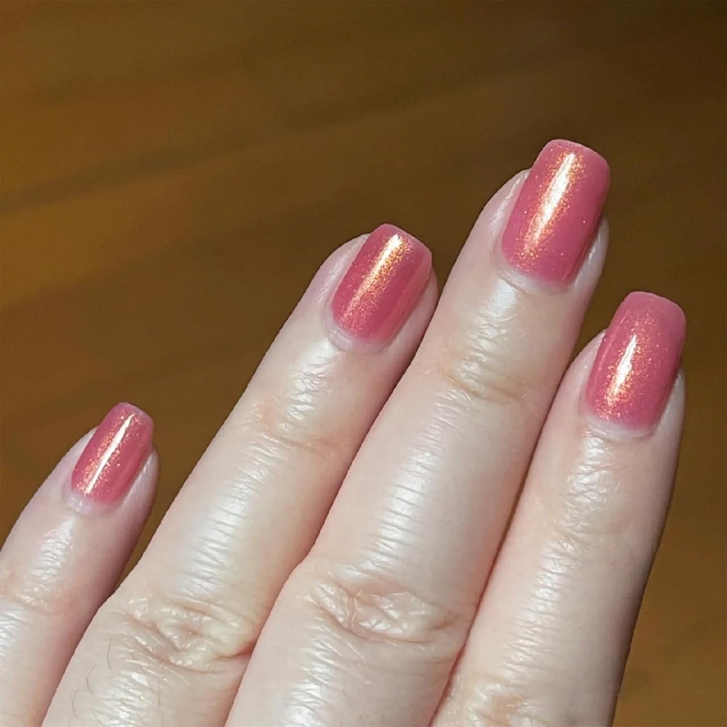 COSMOO 12ML Pink Shimmer Quick Dry Nail Polish, Pearl Pink Nail Lacquer for Nail Art Varnish