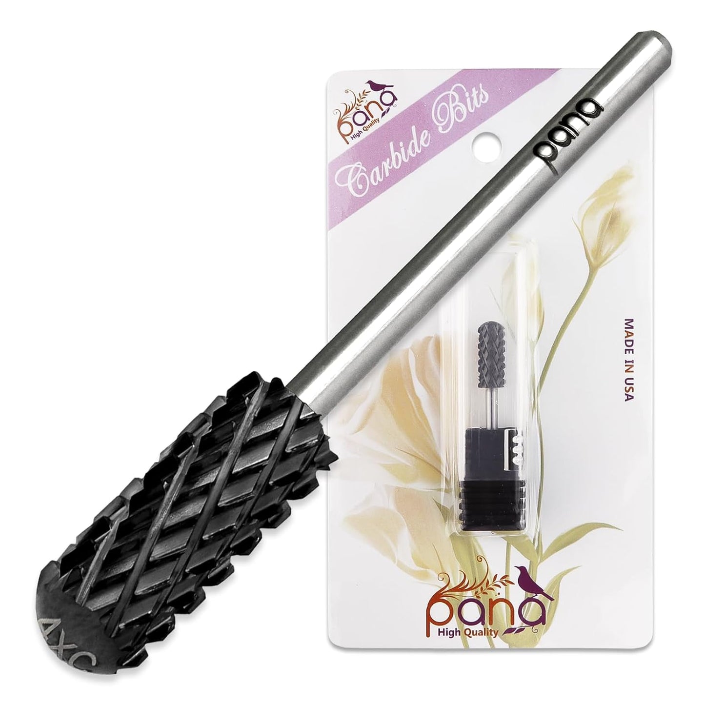 PANA 3/32" Small Smooth Round Top Safety Carbide Nail Drill Bit for Gel Polish & Acrylic Removal Nail Salon Manicure Pedicure Electric File Tools (Small Barrel - DLC Black, 4X Coarse)