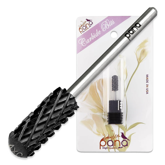 PANA 3/32" Small Smooth Round Top Safety Carbide Nail Drill Bit for Gel Polish & Acrylic Removal Nail Salon Manicure Pedicure Electric File Tools (Small Barrel - DLC Black, 4X Coarse)