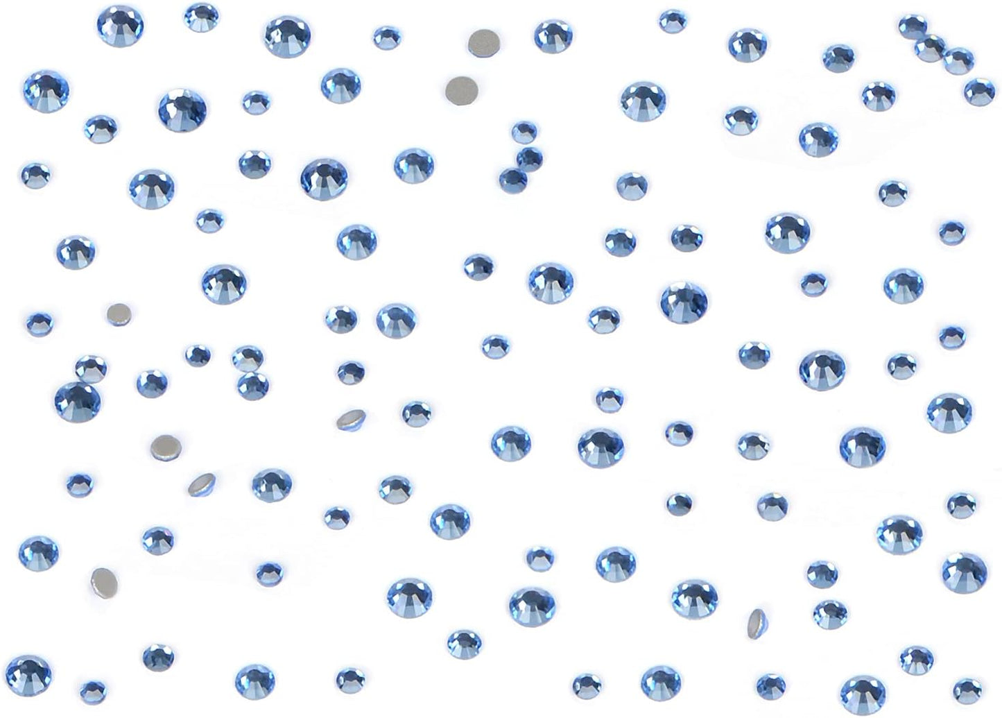 Bymitel 7200 Pieces 6 Mixed Sizes Glue Fix on Glass Rhinestones Round Crystal Gems Flatback for DIY Jewelry Making with one Picking Pen(6-Sizes 7200PCS, Lt. Sapphire)