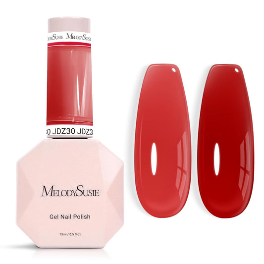 MelodySusie Red Gel Nail Polish, 0.5Fl.oz Jeweliver Jelly Nail Polish Translucent Cherry Red Deep Color Sheer Soak Off UV LED Light Cure Gift for Women Nail Art Manicure JDZ30
