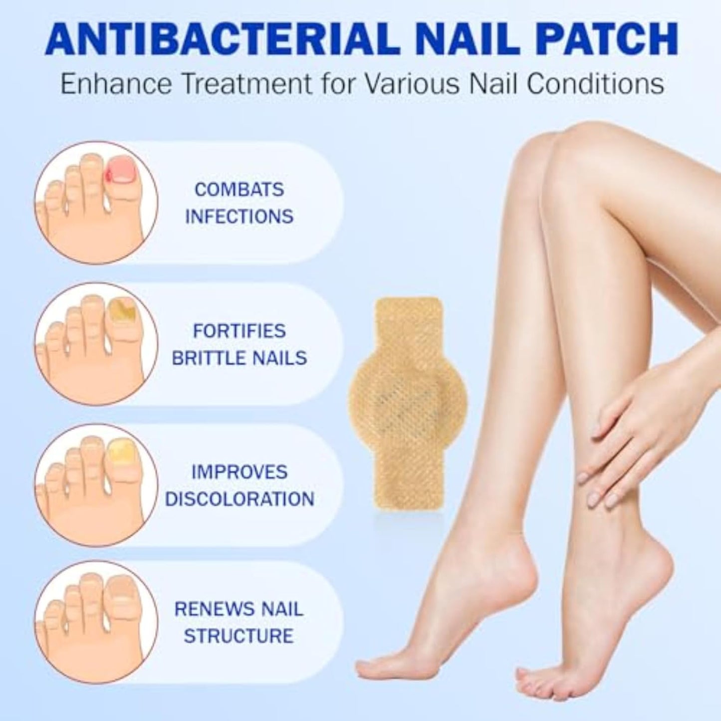 Fungal Nail Patches for Toenails, 42pcs/box Nail Health Care Patches, Overnight Toe Nail Treatments for Damaged Nails Foot Nails Repair and Care (2)