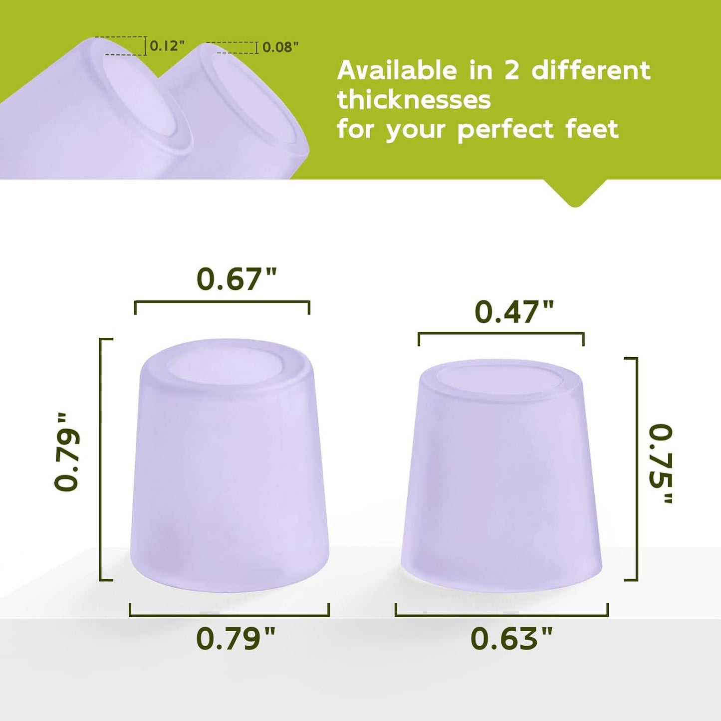 Bukihome Silicone Toe Protectors – Silicone Open Pinky Toe Sleeves for Hammer Toes, Corns, Calluses, Blisters – Soft Gel Protector Toe Cushions for Pain Relief - 20 Count, Lavender (10 Thick +10 Thin)