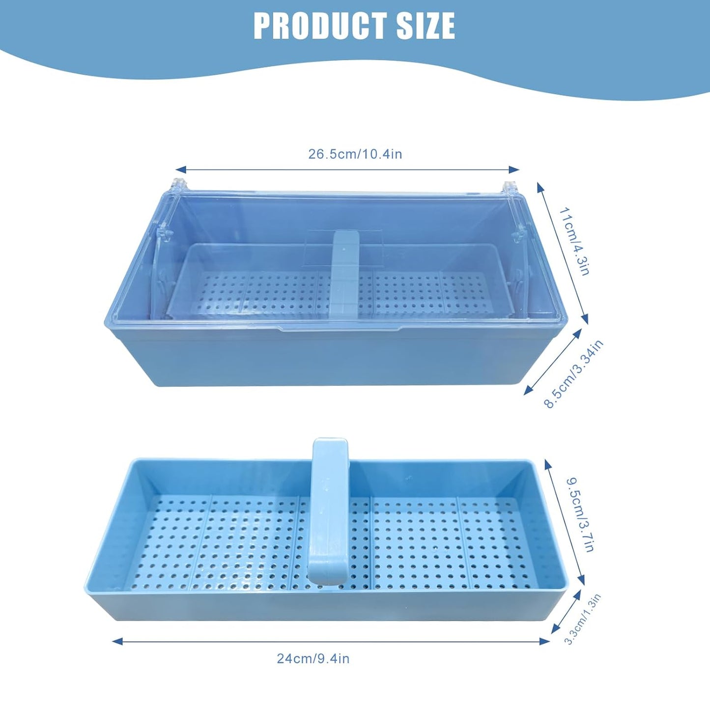 TTKBHHQ-Dental Instrument Sterilization Box, Cold Sterilization Tray Depository for Plastic Instruments for Dentistry, Dental Tools, Tattooing, and Nail Care. (blue)
