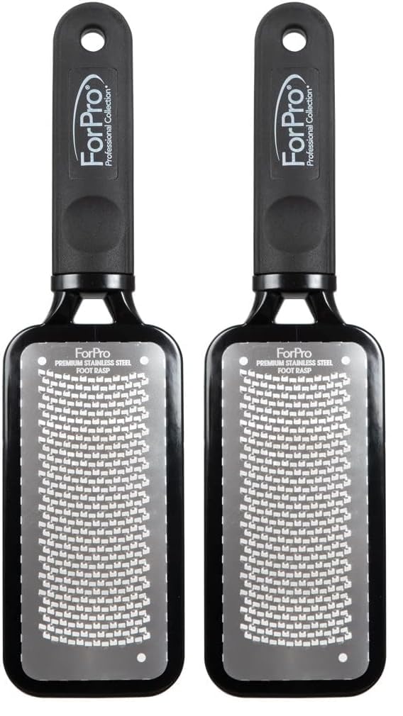ForPro Premium Stainless Steel Foot Rasp, Colossal Foot File & Callus Remover, Instantly Removes Calluses & Smooths Cracked Heels, 10.75" L x 2.75" W, Black (Pack of 2)