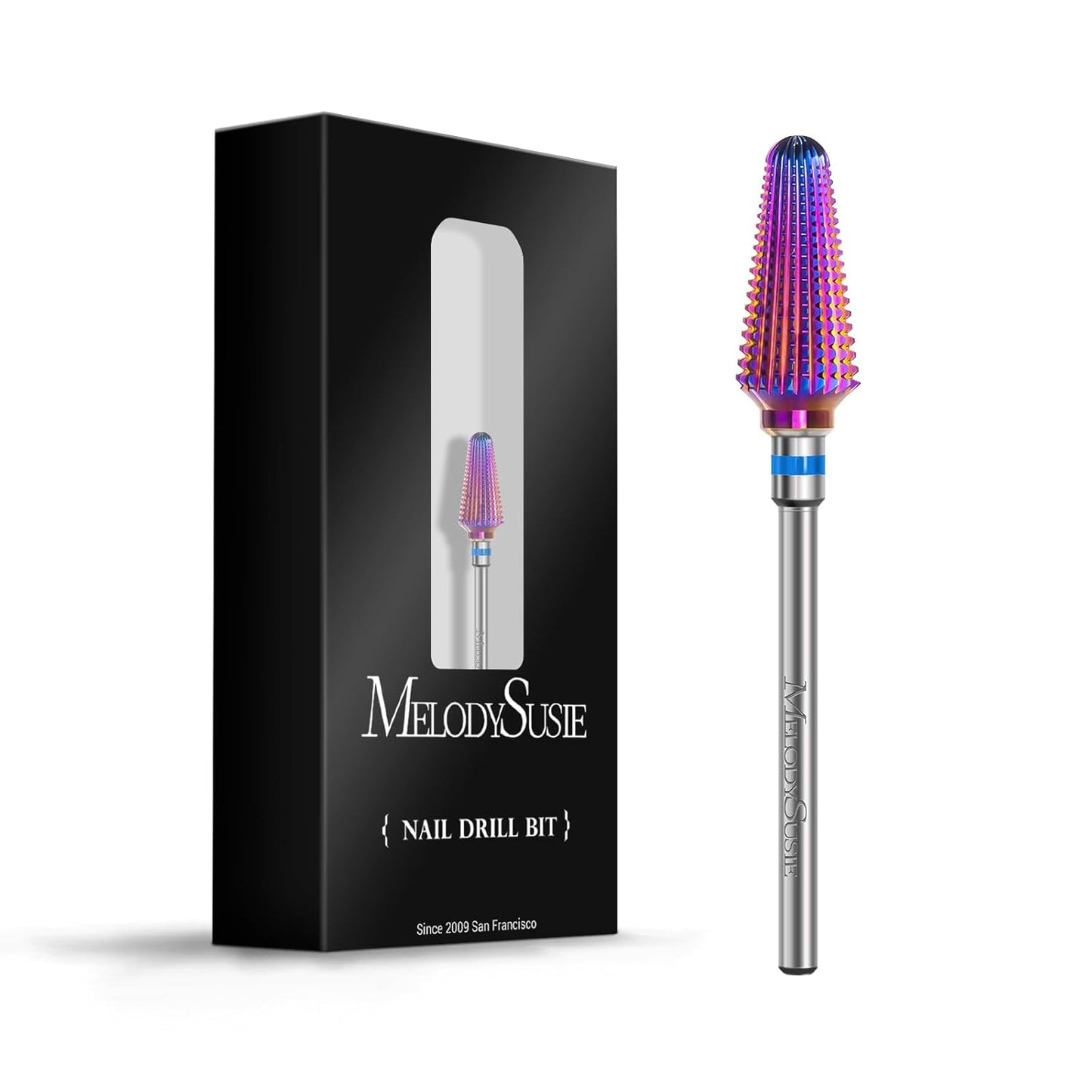 MelodySusie Professional Tornado Nail Drill Bits, 3/32'' Carbide Tungsten Multi-function Bits, Suitable for Manicure Pedicure Cuticle Gel Polishing, Salon Bits, Purple, Series Bit-X, Medium