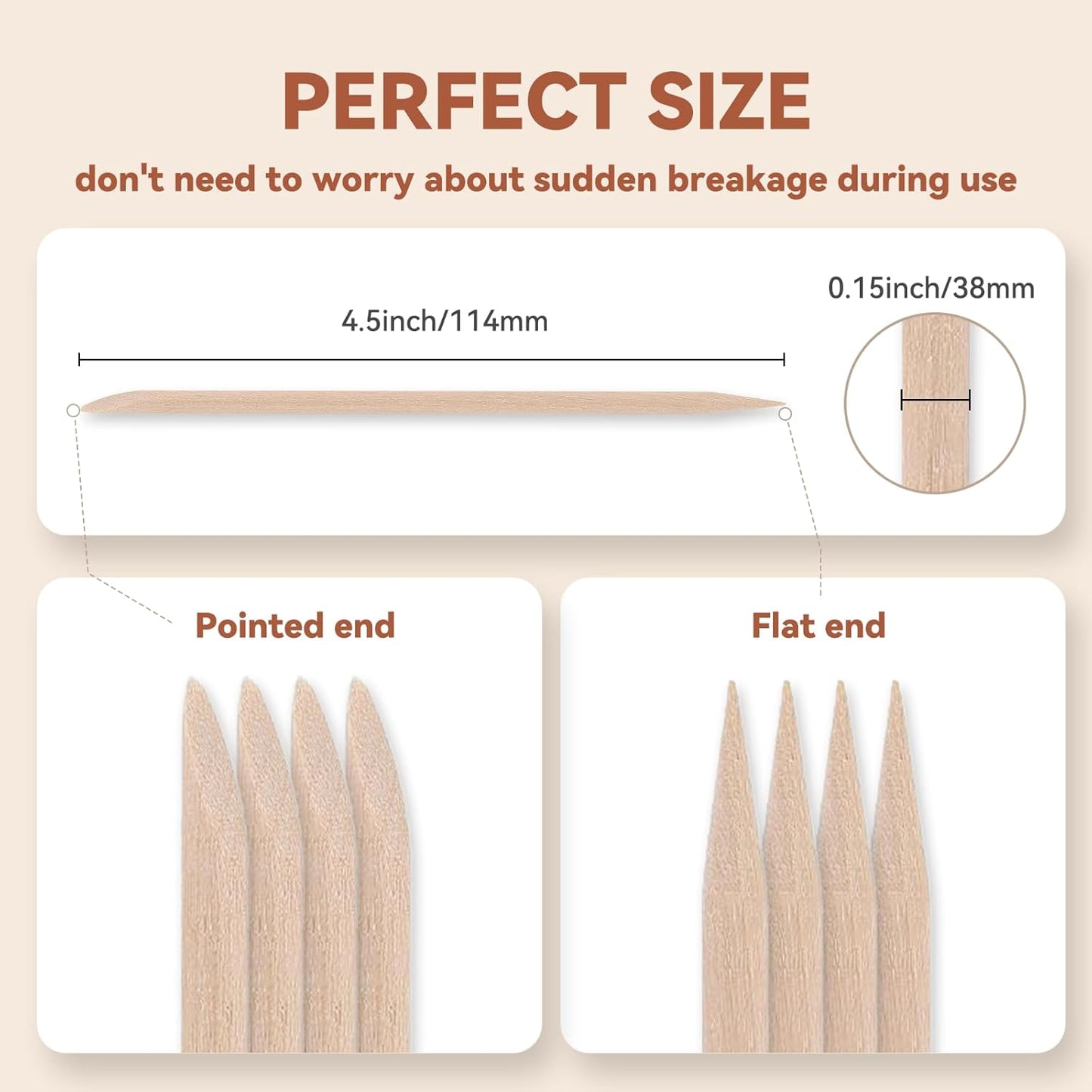 400 Pcs Orange Wood Sticks for Nails, 4.5 Inch Orangewood Nail Swatch Sticks, Wooden Cuticle Pusher Sticks Tools for Manicure & Pedicure, Double Sided, Skin-Safe (400pcs)