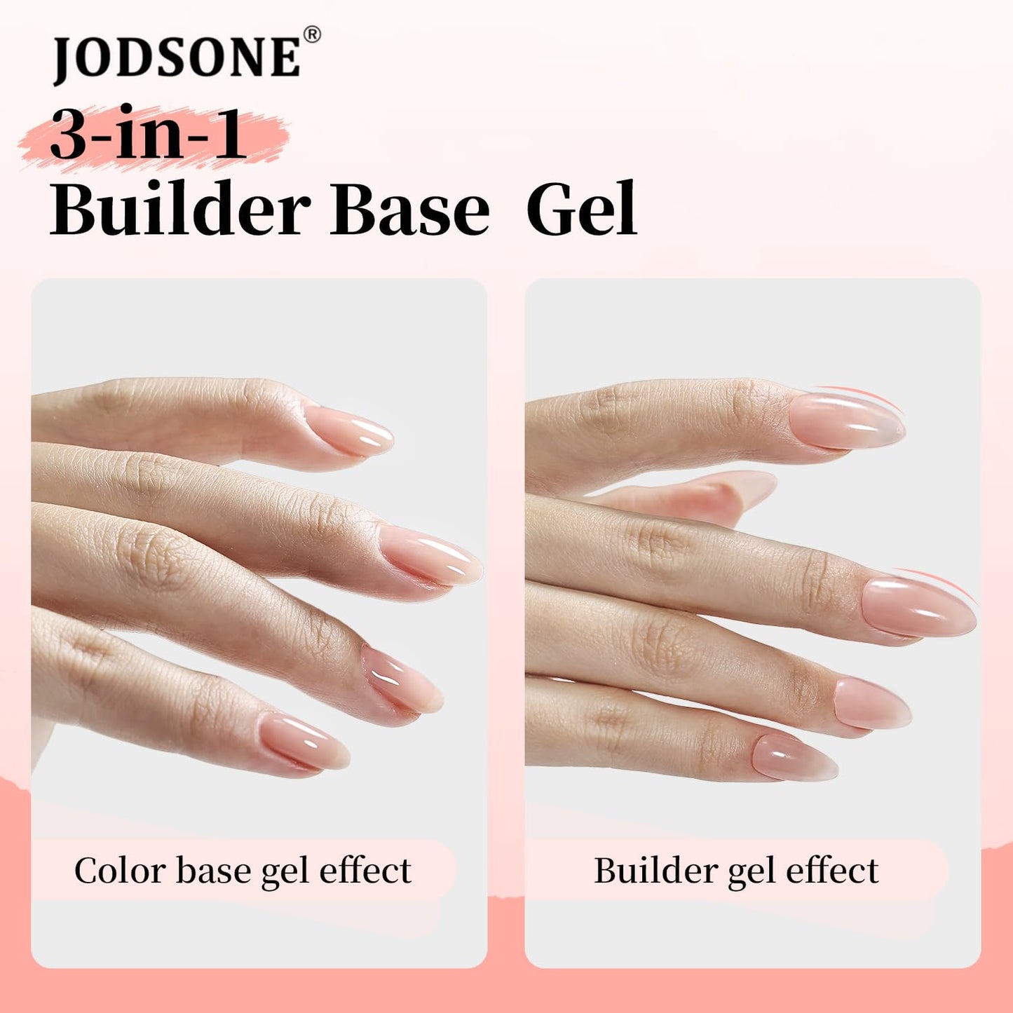 JODSONE Rubber Base Builder Gel for Nails,16.5ML 3-in-1 Nude Pink Rubber Base Gel Polish,Base Color & Builder Gel for Nails in One,for Nail Thickening Solution Strengthen,Apex Building,Enhance