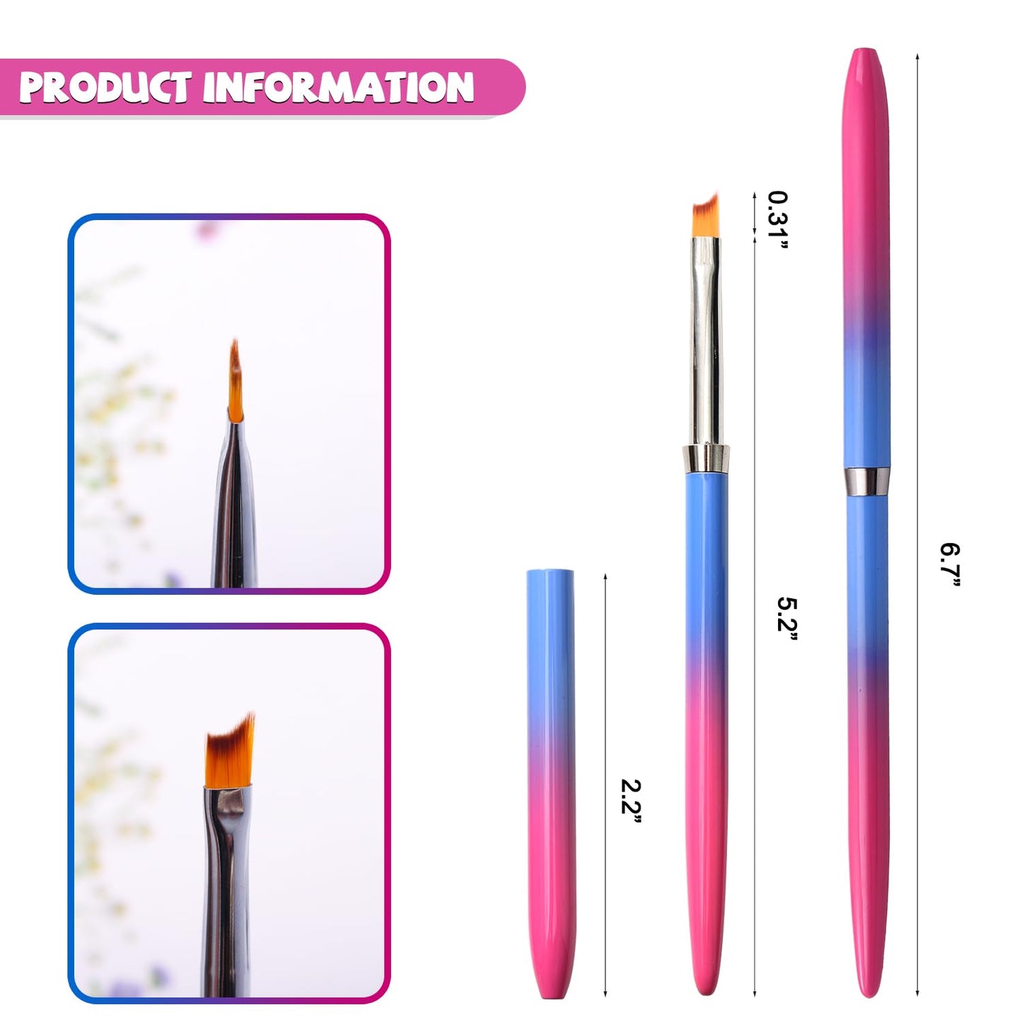 SILPECWEE 1pc French Nail Brush - Acrylic Nail Art Brushes & Polish Brush for French Tip Manicure