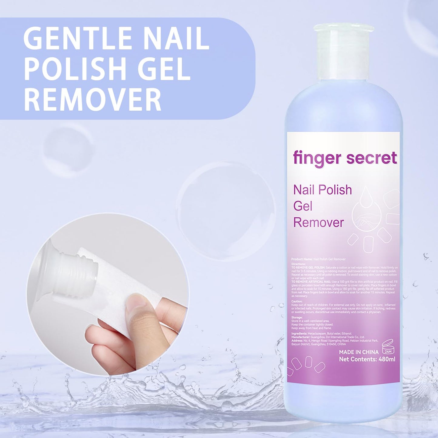 Nail Remover Gel Polish,finger secret Nail Polish Gel Remover 480ML,Gel Polish Remover for Nails,Professional Gel Nail Polish Remover Liquid Quickly & Easily & Effectively Remove Polish Gel