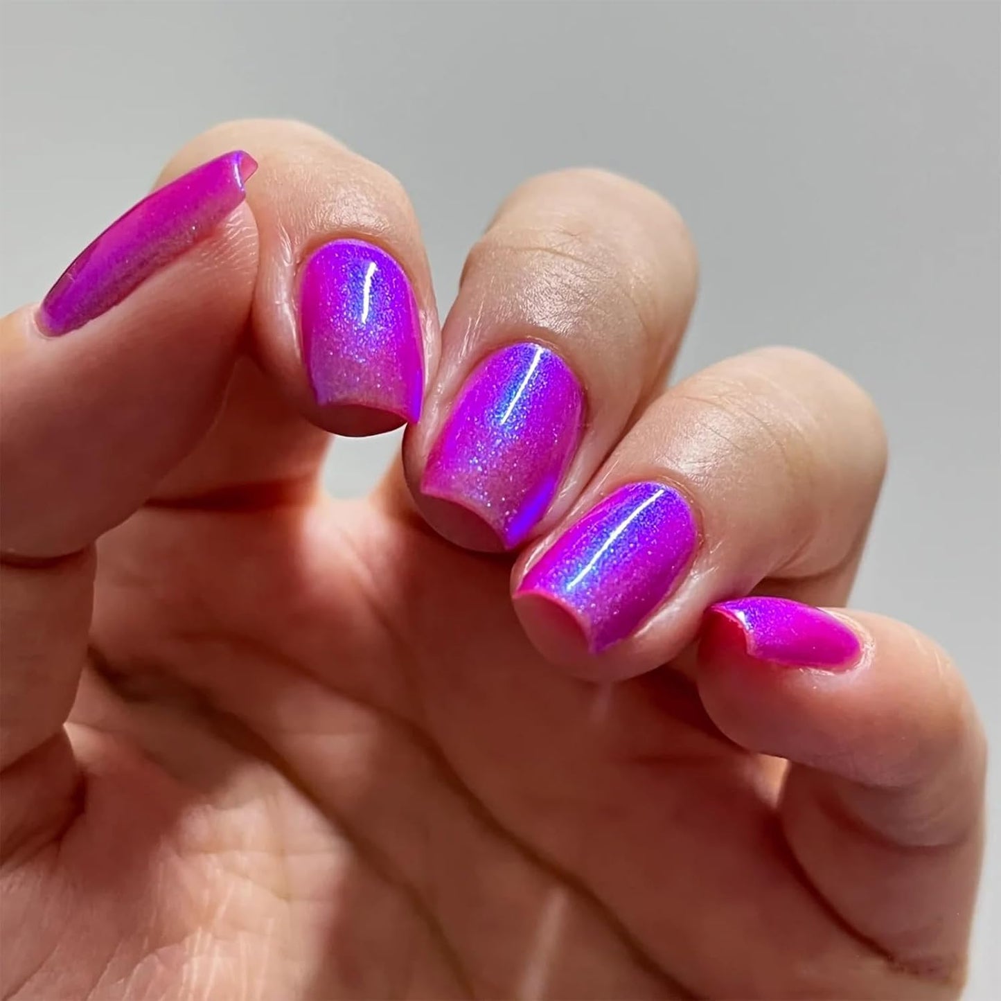 Hot Pink Nail Polish, Quick Dry Nail Lacquer, Deep Neon Pink Blue Shimmer Glitter Nail Polish, Chip-Resistant & Longwear Formula, High Shine Finish,Salon-Quality for Women 0.41 fl oz