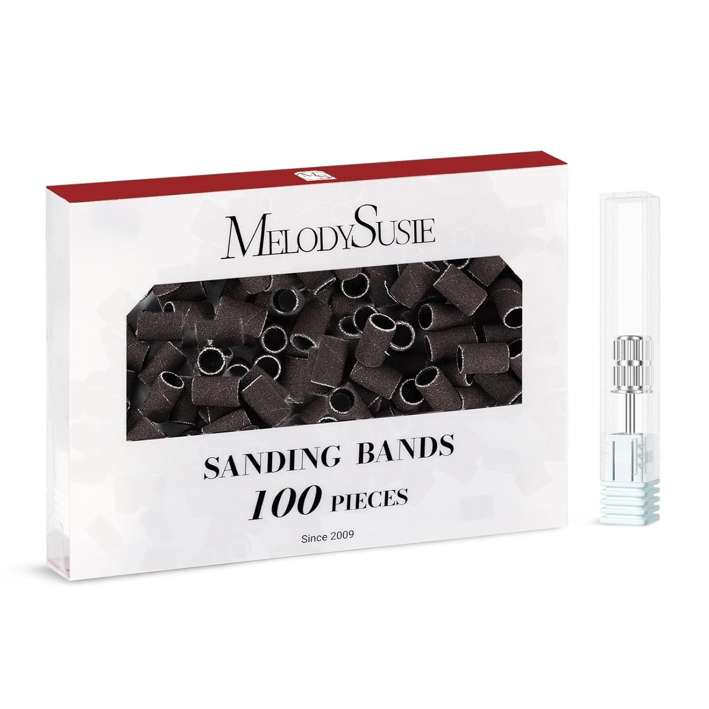 MelodySusie 100 Pcs Nail Drill Bits Sanding Bands for Nail Drill 240 Extreme Fine Grit Nail File Sanding Bands for Acrylic Nails Gel Manicures and Pedicure