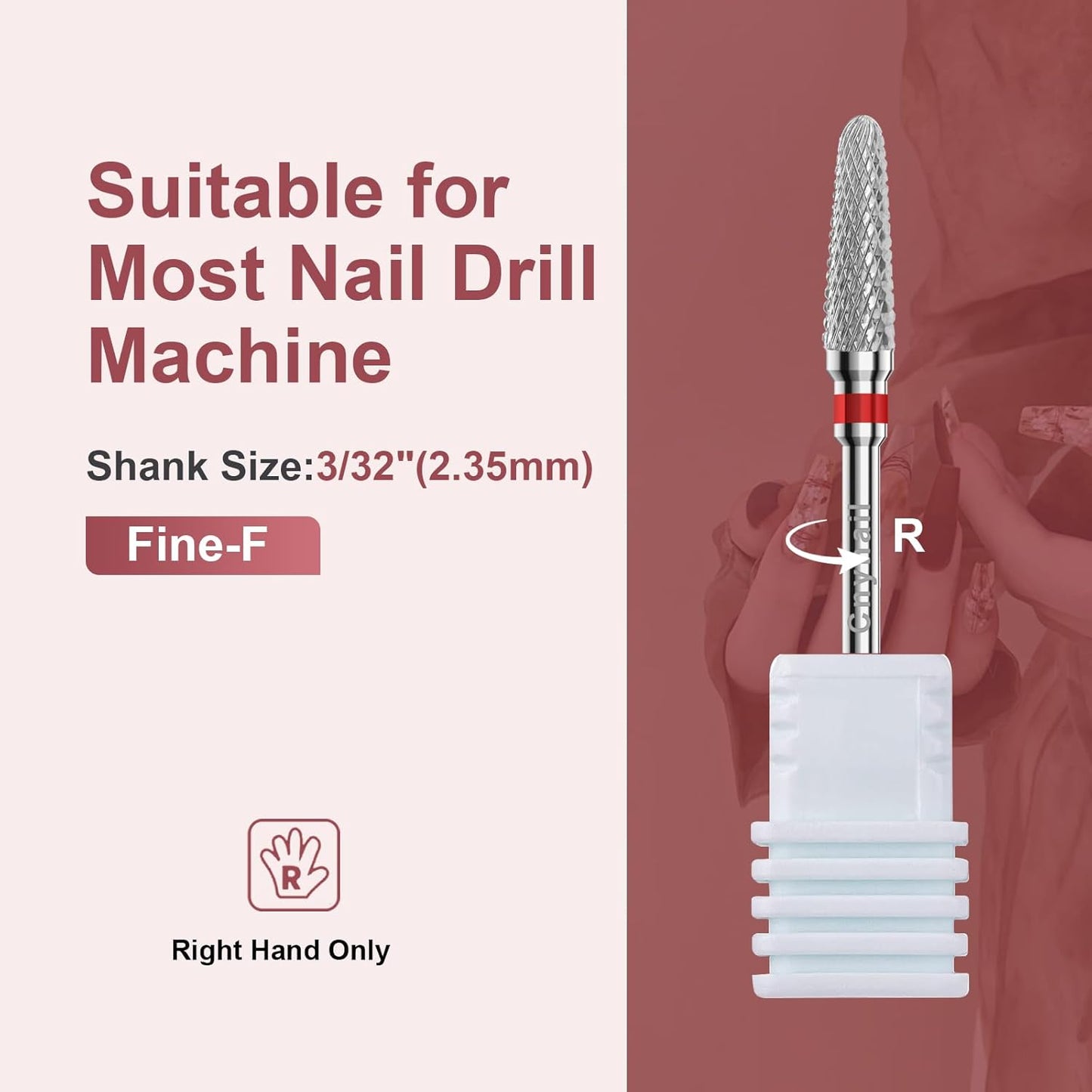 3/32" 2PCS Clean Cone Bits Fine Grit Carbide Cuticle Cleaner Bit for Electric Nail Drills – Professional Manicure Tool for Nail Salons and Home Use (F Grit. Silver)