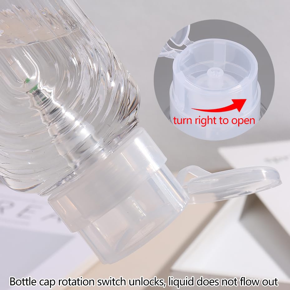 Nail Polish Remover Pump Push Down Pump Dispenser 500Pcs Lint Free Nail Wipes Pump Bottles for Liquids Eye Makeup Remover Pump Push Down Alcohol Dispenser Empty Clear Bottle