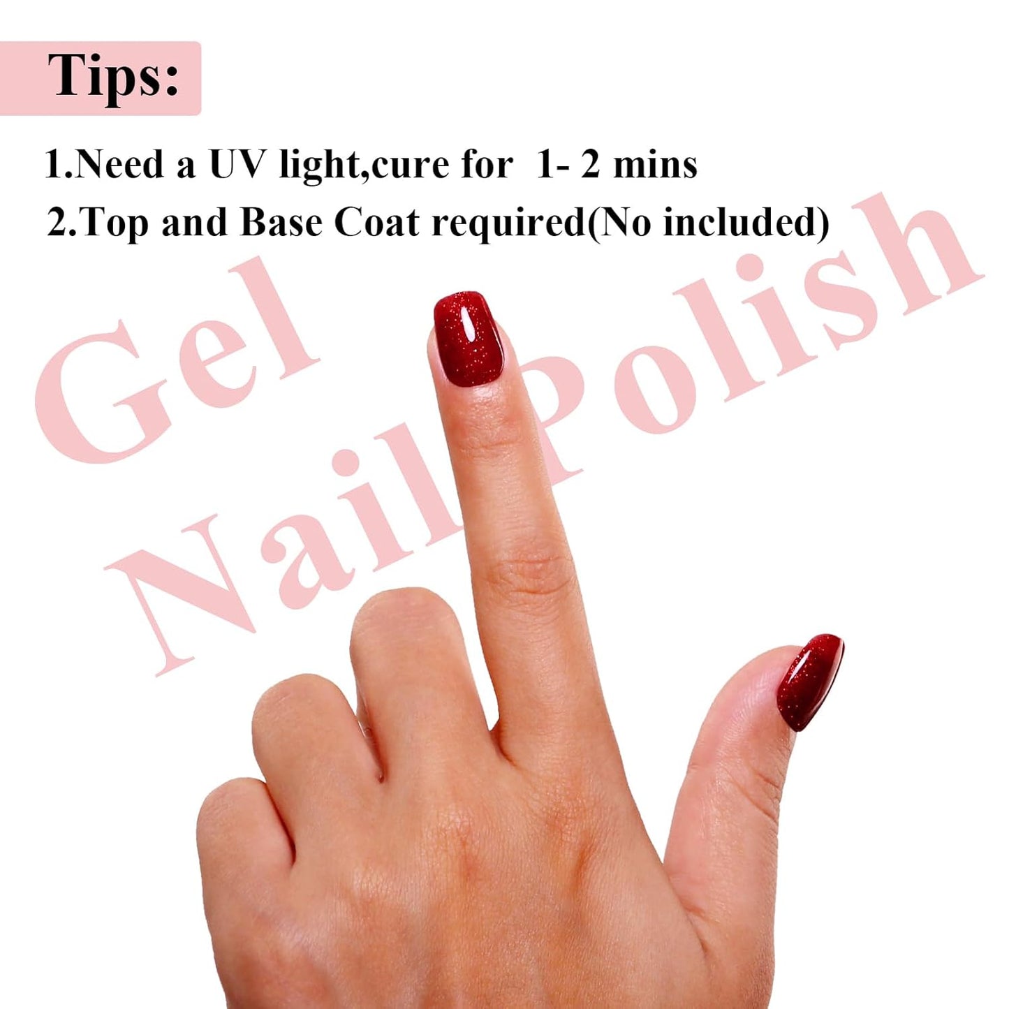 Imtiti Glitter Gel Nail Polish, Red Glitter Gel Polish Soak Off LED U V Shimmer Sparkle Christmas Red Nail Gel Polish Fall Winter DIY Nail Art Starter Manicure Salon 10ML