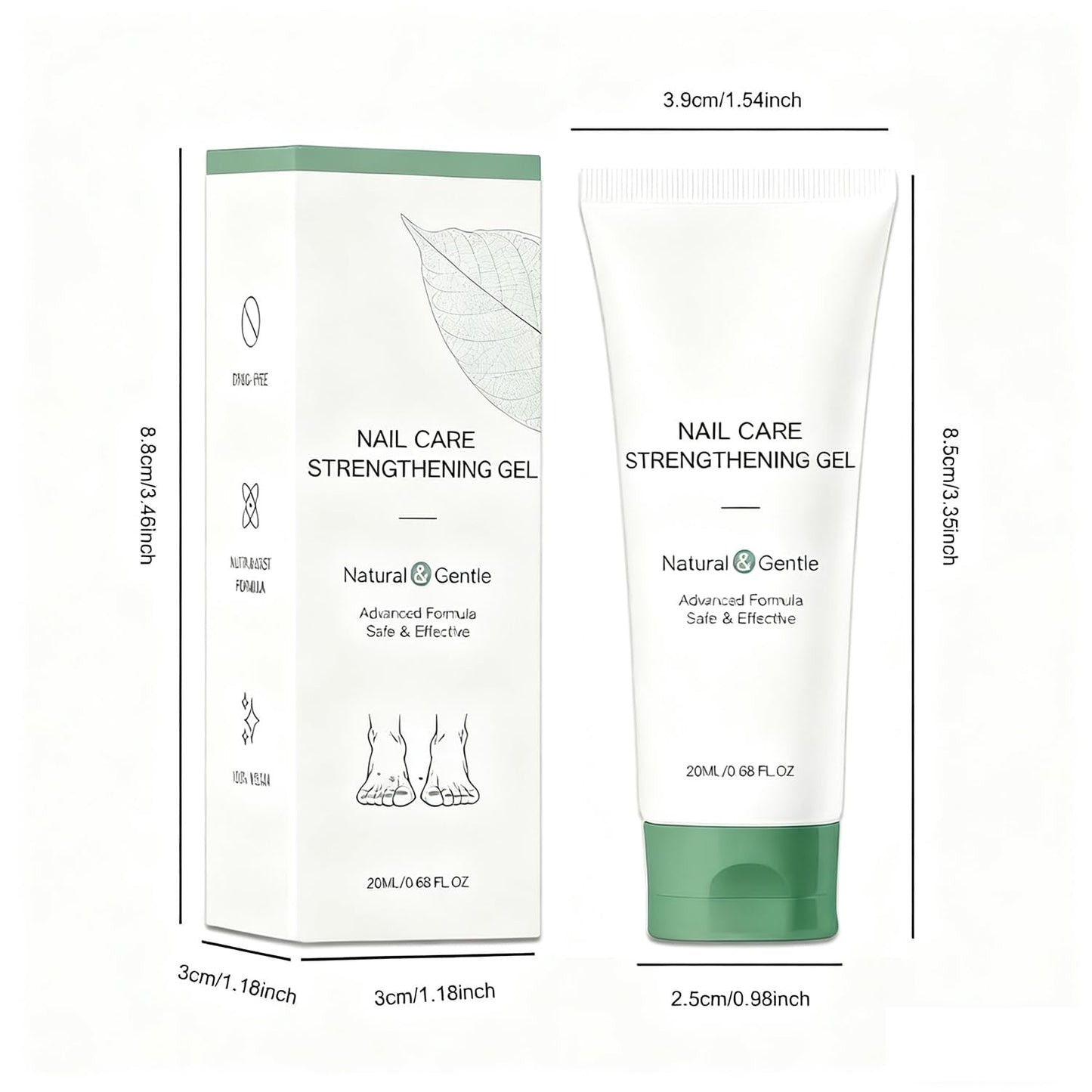 Natural Nail Care Gel, Nutraboost Strengthening Cuticle Serum for Damaged & Brittle Nails, 20ml (1 pcs) (3pcs)
