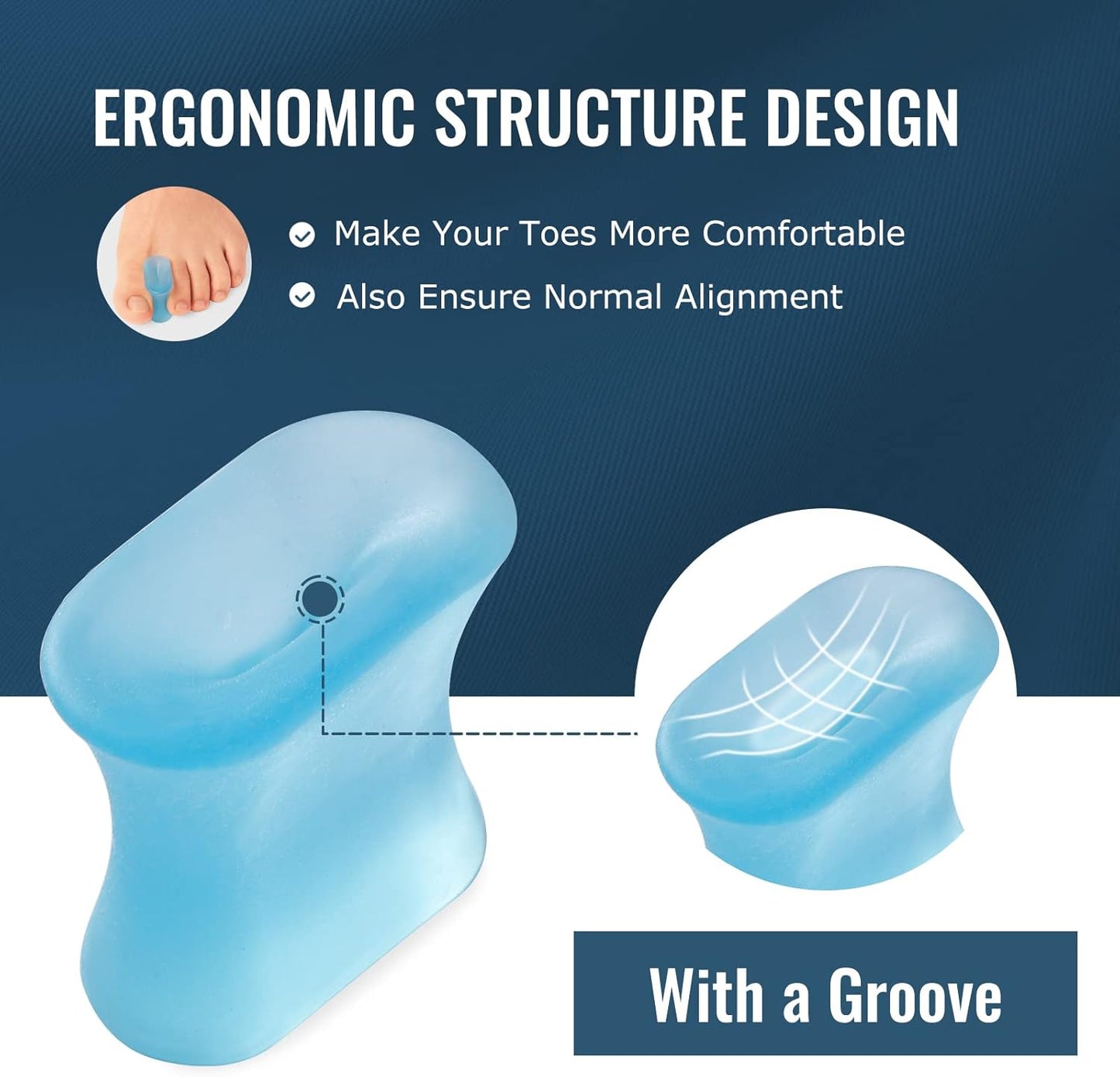Welnove Upgraded Gel Toe Separators – 12-Pack Bunion Pads – Toe Spacers for Straightening Overlapping Toes, Bunions, Calluses – Soft Silicone Bunion Corrector for Men and Women