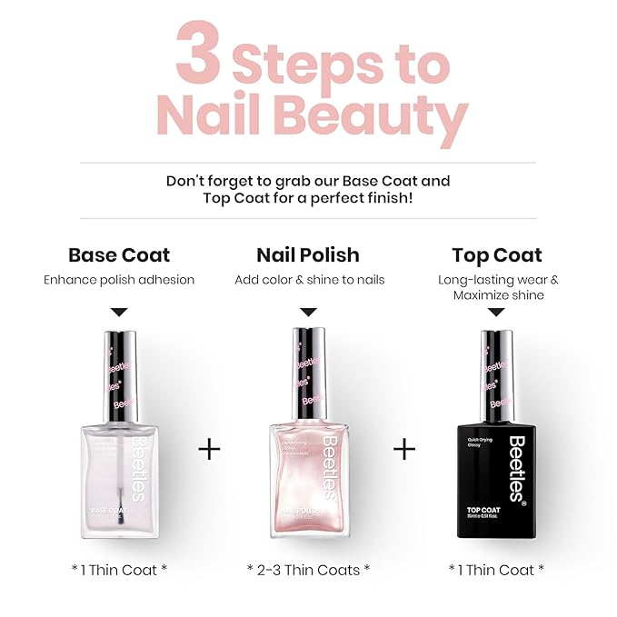 Beetles Pink Pearl Nail Polish 15ML Quick Dry Pink Rose Nude Nail Polish Long Lasting Nail Lacquer Shimmer Art Effect Pearl Romance Collection Nail Salon DIY Manicure Gifts for Her