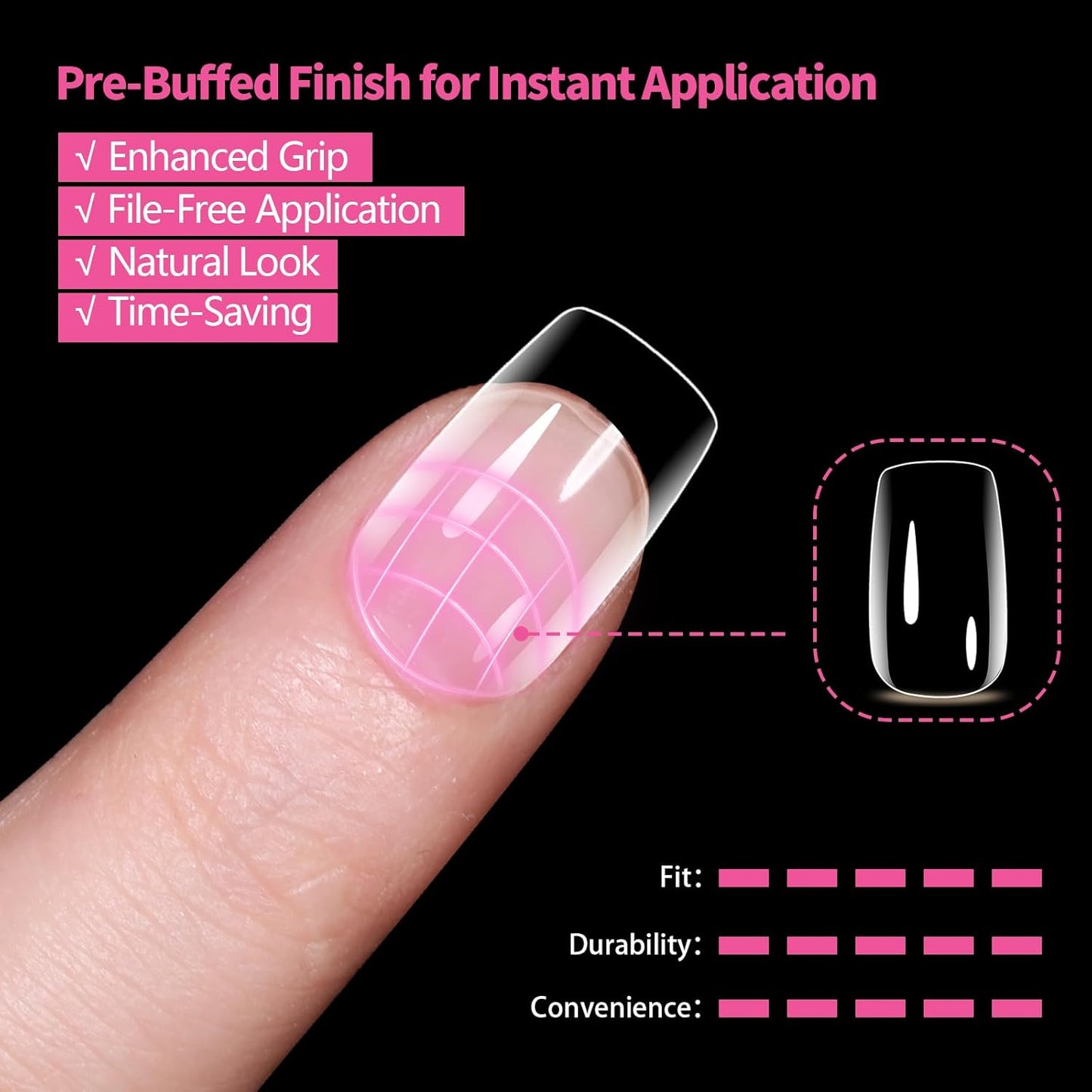 Short Square Nail Tips 504PCS, Clear Acrylic Full Cover Gel Press on Nail Tips for DIY Salon, 12 Sizes Pre-Shaped False Nails with Glossy Finish, Professional Manicure Kit & Easy Application