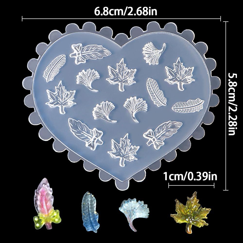 3D Maple Leaf Nail Design Silicone Nail Molds Autumn Leaves Nail Charm Molds Resin Molds Fall Maple Carving Template Silicone Molds for Nail Art Mold Nail Stencils Nail Supplies Nail Accessories