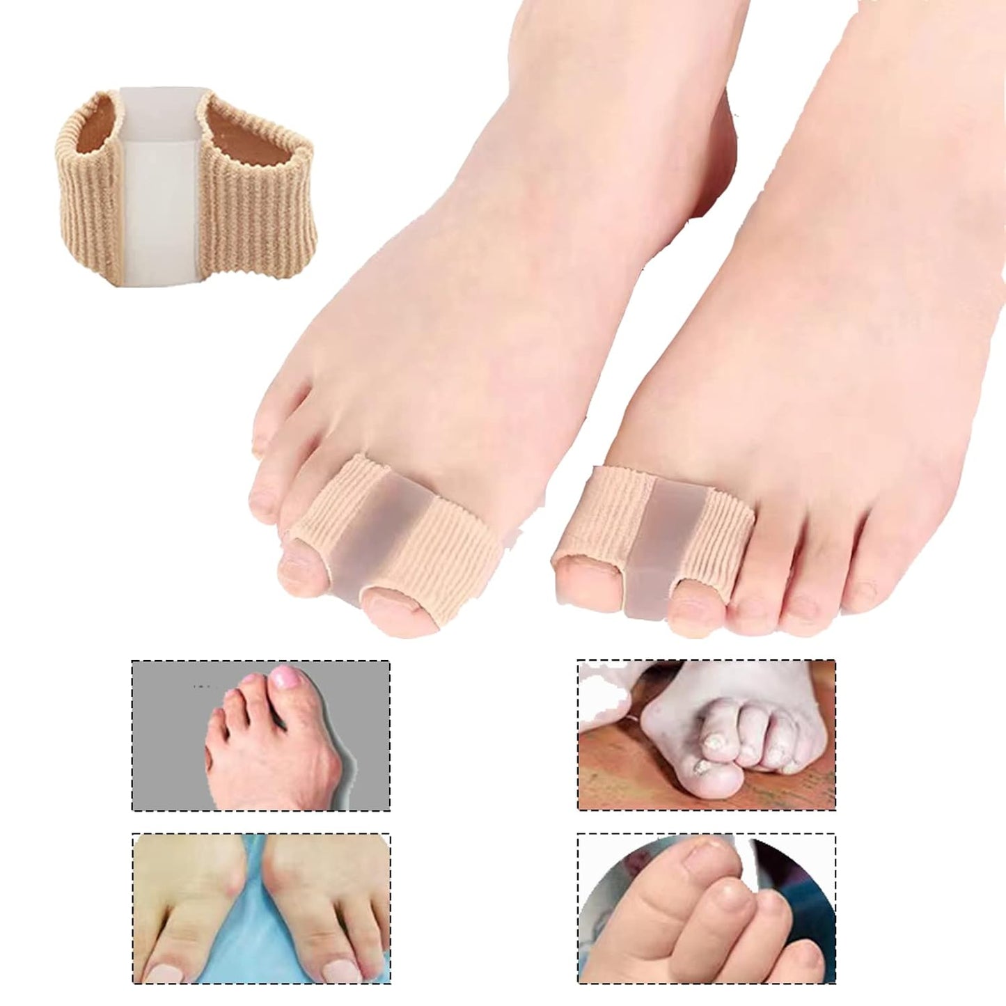 12 Packs Gel Toe Separators for Overlapping Toes, Toe Spacers for Bunions Bunion Corrector for Women and Men, 2 Loops Bunion Corrector for First Two Toes