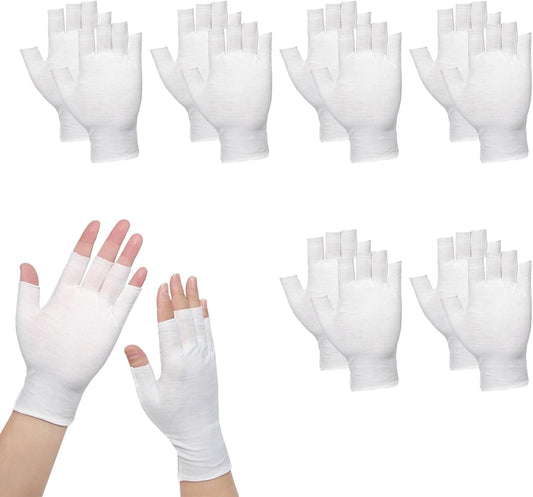 6 Pairs of Cotton Gloves, Moisturizing White Cotton Gloves, Comfortable, One Size Fits All, Unisex Size, Fingerless Touch Screen Design, White