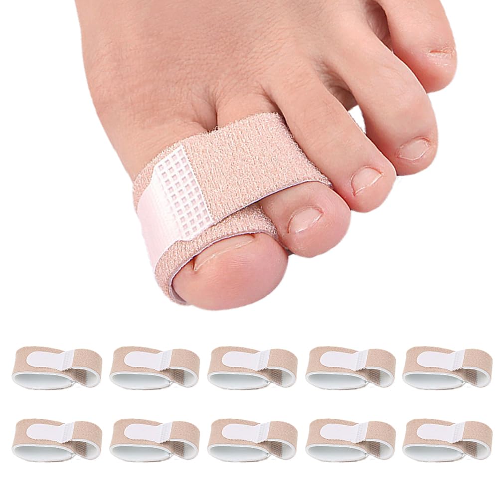Hammer Toe Straightener Corrector (10Pack), Broken Toe Wraps with Soft Padded for Women & Men Pain Relief, Big Toe Splint Protectors for Overlapping/Crooked/Curled Toes and Align Hallux Valgus