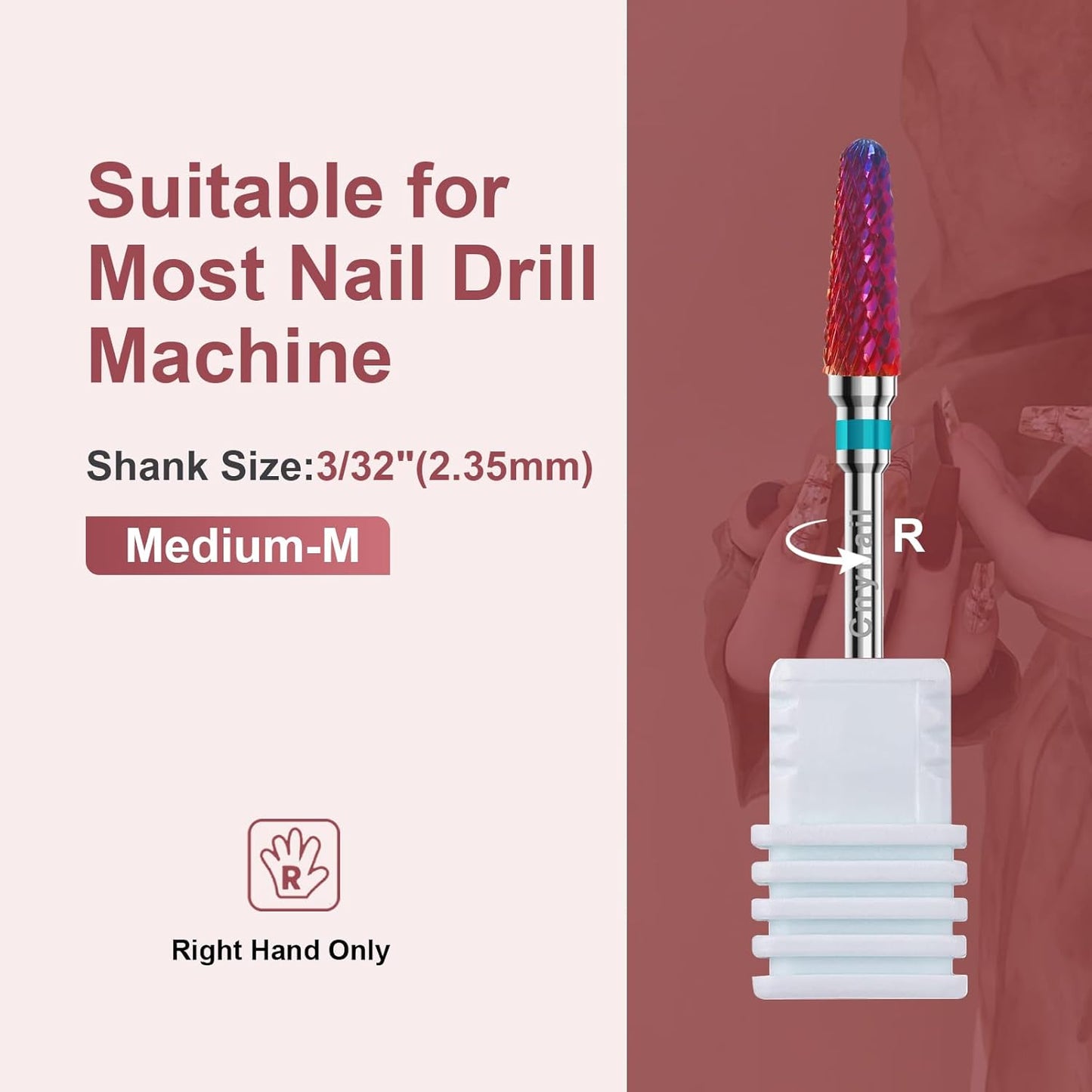 3/32" 2PCS Clean Cone Bits Medium Grit Carbide Cuticle Cleaner Bit for Electric Nail Drills – Professional Manicure Tool for Nail Salons and Home Use (M Grit. Purple)