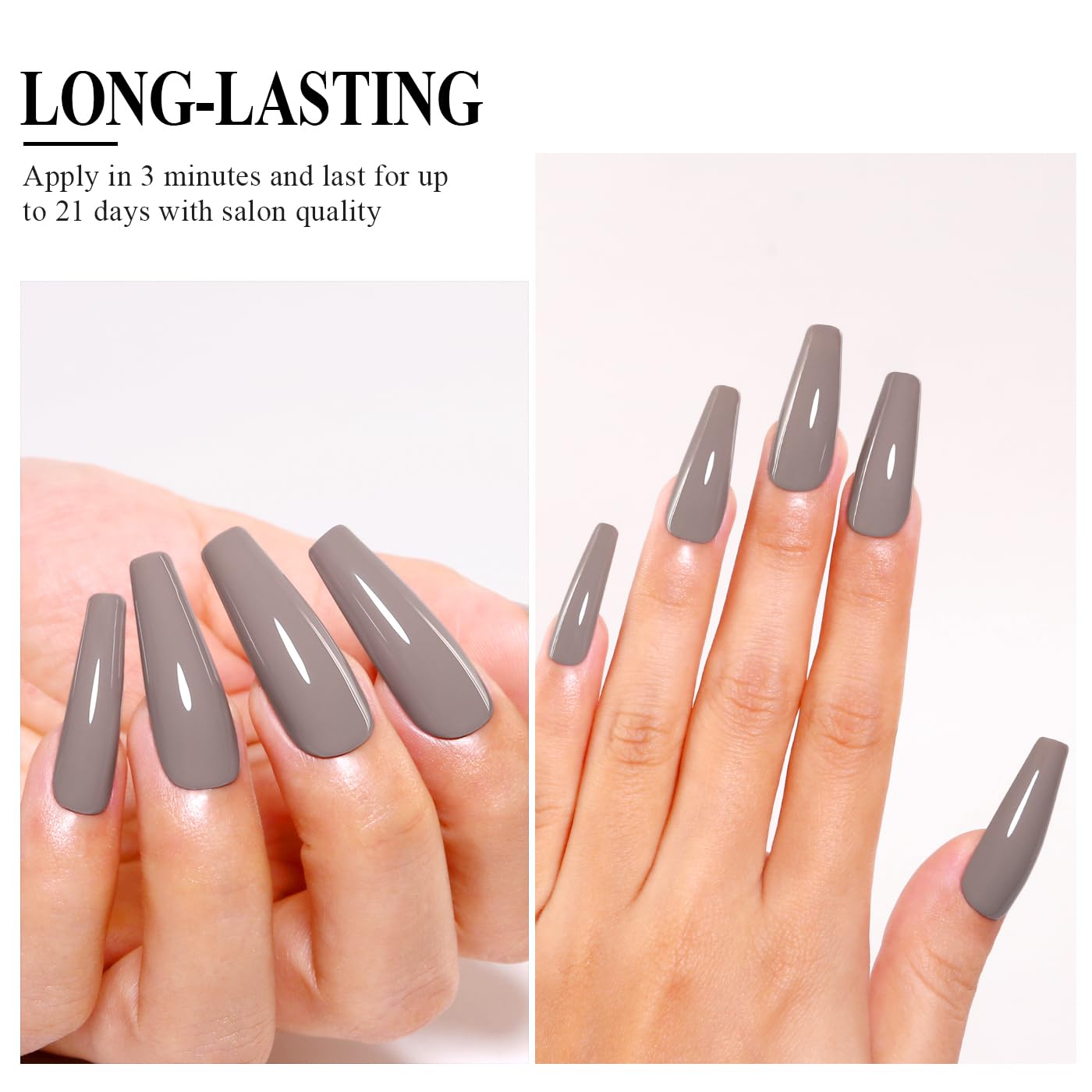 Imtiti Brown Gel Nail Polish, Greyish Brown Gel Polish High Gloss Soak Off UV LED Autumn Winter Art Manicure Salon DIY Design 10ML