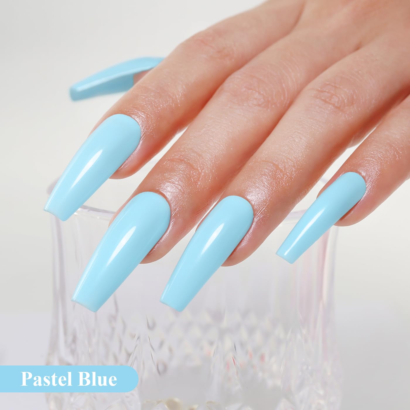 Imtiti Pastel Gel Nail Polish, Pastel Blue Gel Polish High Gloss Soak Off UV LED Nail Gel Polish Spring Summer Art Manicure Salon DIY Design 10ML