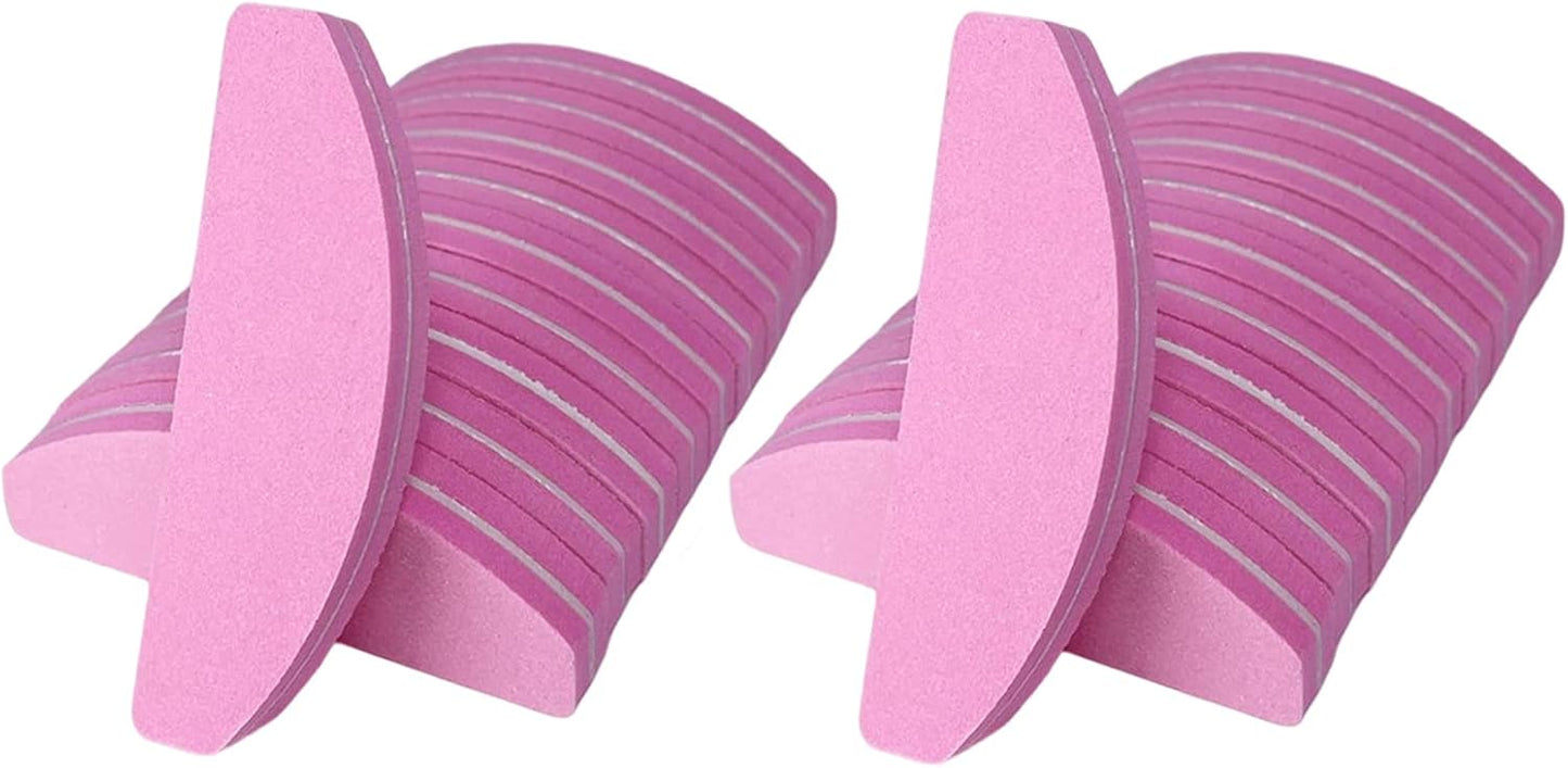 20 PCs Nail Buffers, Double Sided Nail Files Buffer Blocks 100/180 Grit Portable Washable Sanding Buffing File Arc Shape (Pink)