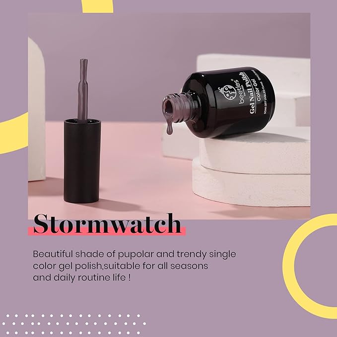 Beetles Gel Nail Polish, 1 Pcs 15ml Grayish Purple Gel Polish Stormwatch Color Gel Polish Soak Off Uv Nail Lamp Nail Art Manicure Salon DIY Gel Nail Design Decoration at Home