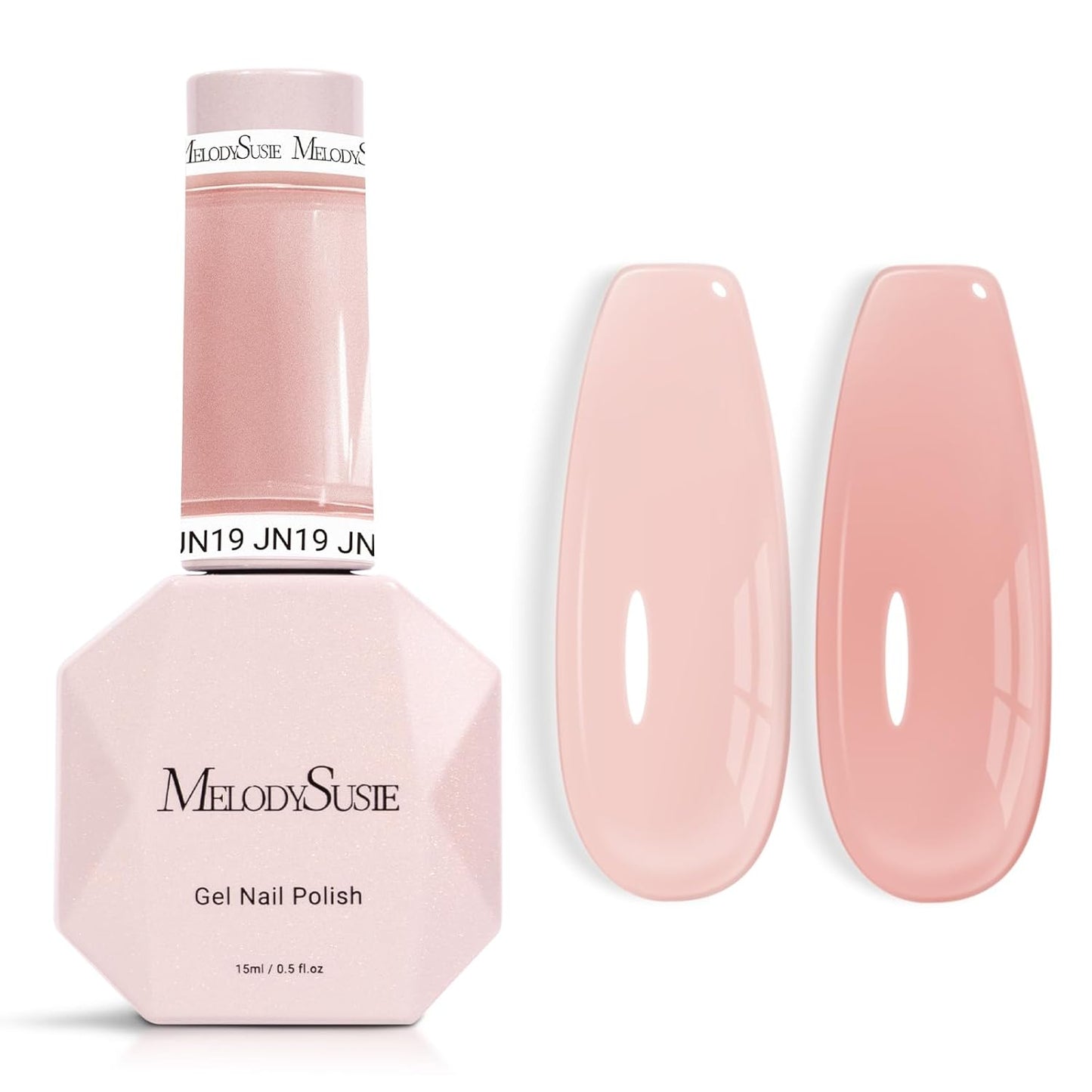 MelodySusie Nude Gel Nail Polish, 0.5Fl.oz Jeweliver Jelly Gel Polish Translucent Nude Nails Sheer Soak Off UV LED Light Cure Gift for Women Girls Nail Art Manicure DIY at Home JN19