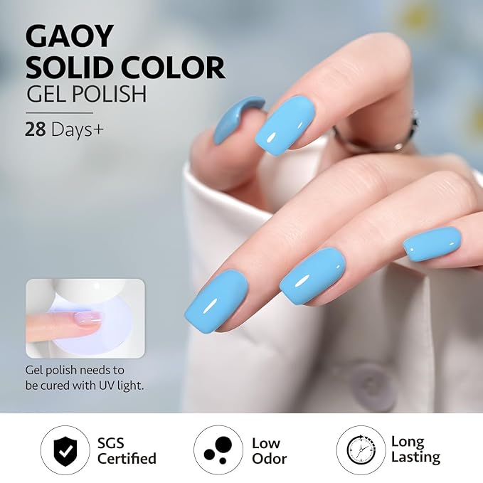 GAOY Blue Gel Nail Polish, 16ml Soak Off Gel Polish, UV Light Cure for Nail Art DIY Manicure at Home, 2454 Summer Sky