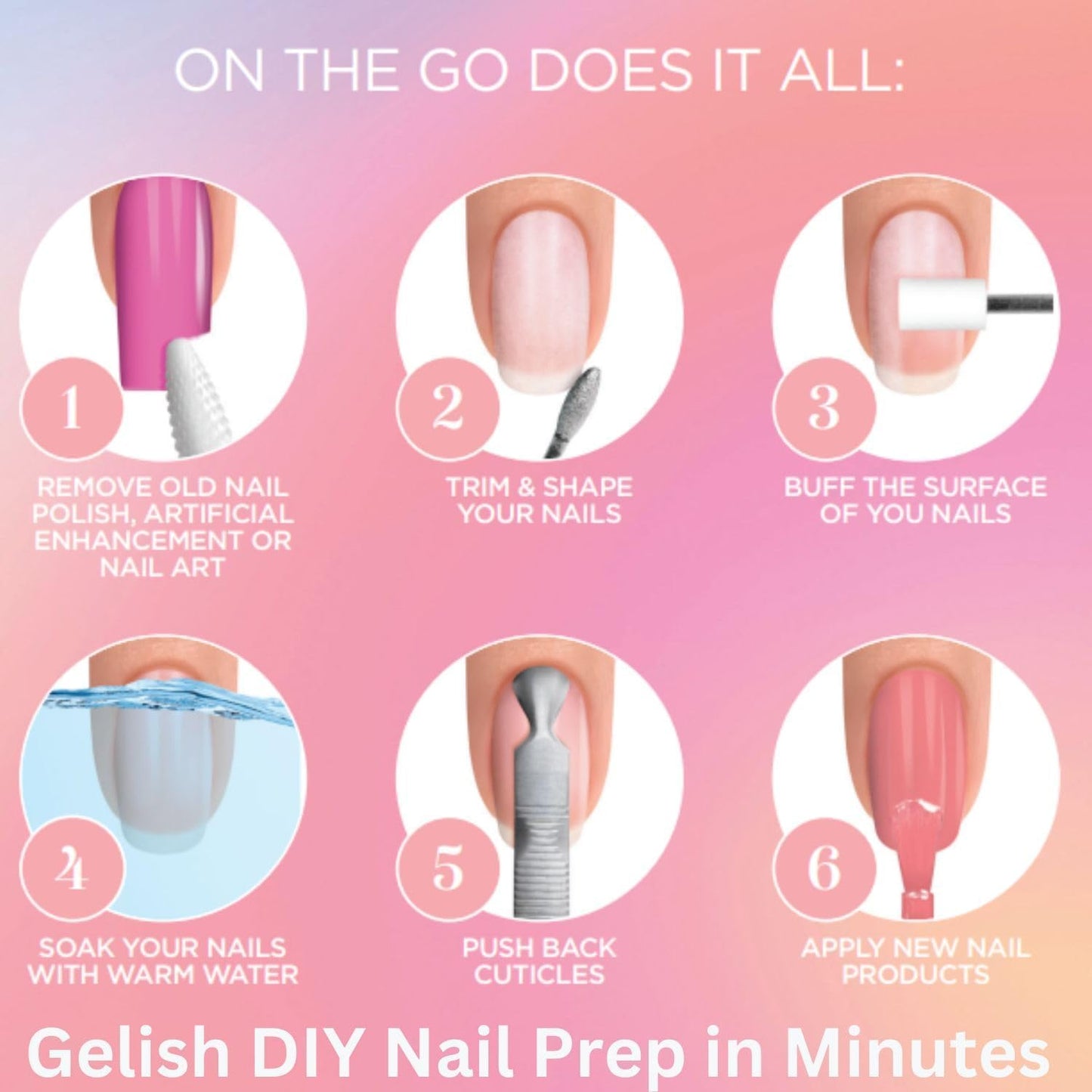 Gelish MINI On The Go Electric Nail File - Lightweight, Portable Nail Drill, Shaping, Filing, Gel Removal - 12 Interchangeable Bits & 6 Sanding Bands for DIY Manicures & Pedicures.