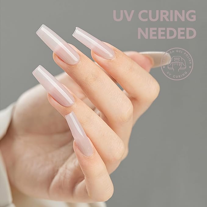 CANNI Sheer Jelly Transparent Pink Gel Nail Polish, 1Pcs Jelly Nude Pink Gel Polish Sheer Clear Light Pink Gel Polish Color Nail Polish Gel Soak Off U V Gel Nail Nail Manicure Salon DIY