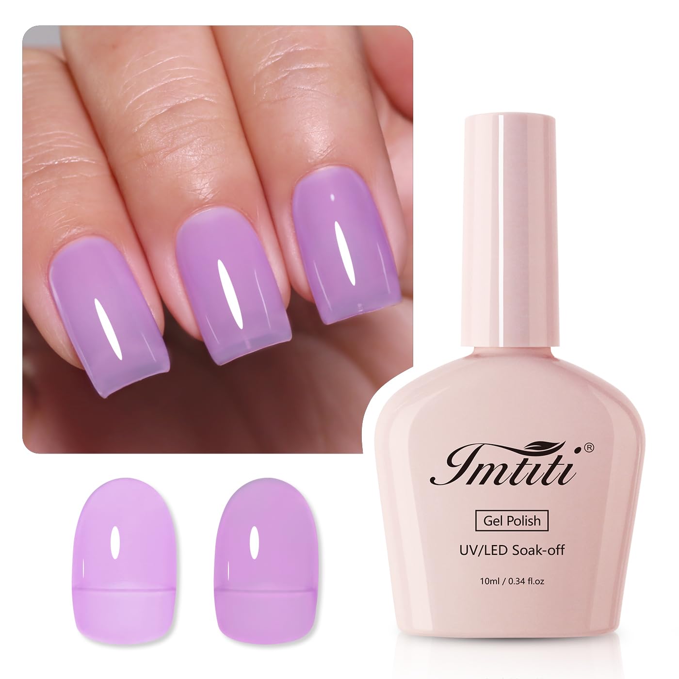 Imtiti Jelly Gel Nail Polish, Light Purple Sheer Jelly Nail Gel Polish Soak Off UV LED Spring Summer Translucent Art Manicure Salon DIY Design 10ML