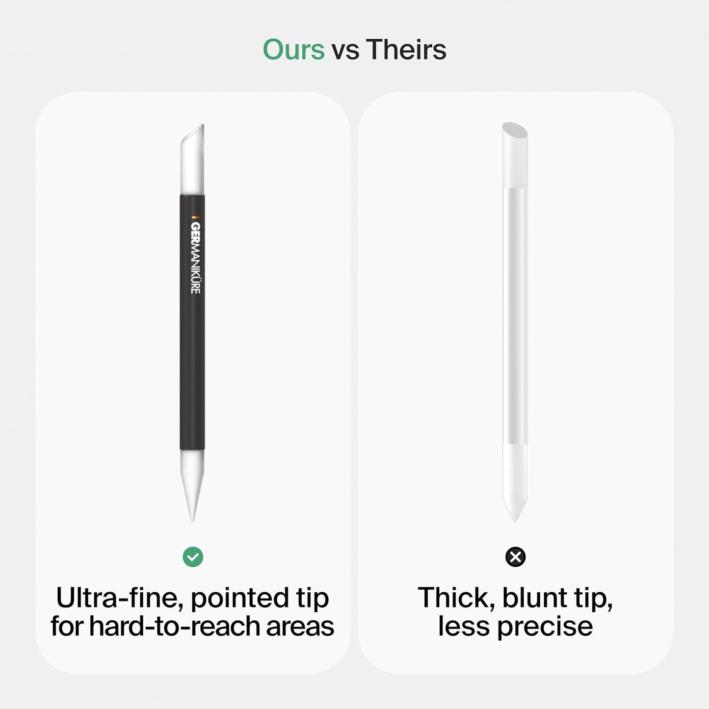 GERMANIKURE Clear Glass Cuticle Stick in Leather Sleeve - Ethically Made in Czech Republic - Cuticle Pusher & Remover, Callous & Dry Skin Fingertip File, Nail Shaper